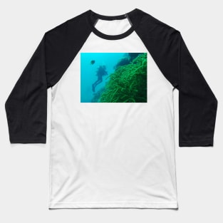 coral reef and scuba diver Baseball T-Shirt